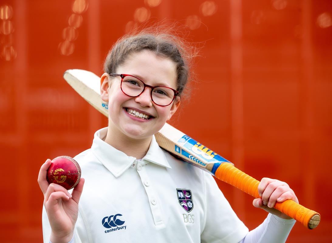 A young female cricketer