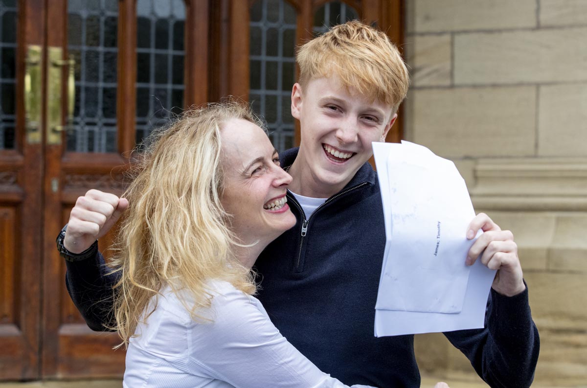 Mum and son cheerful